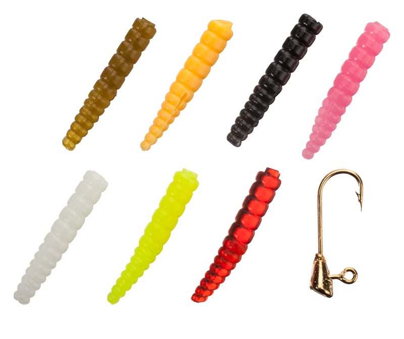 Trout Magnet Leland's Lures Trout Magnet 85 Piece Mini Magnet Kit, Includes 70 Grub Bodies and 15 Size 14 Hooks, for Fly Fishing Or with Original Trout Magnet, Chatches All Types of Fish - Image 3